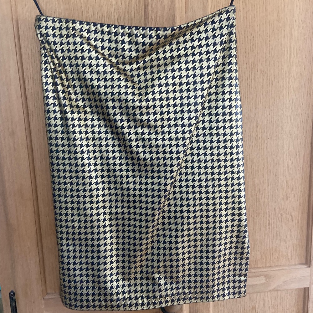 Vintage Ralph Lauren Black and Gold Houndstooth Skirt